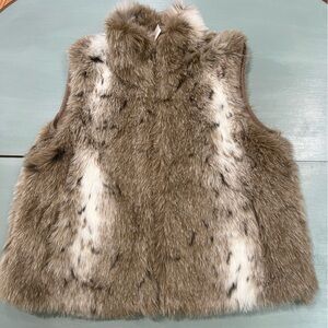 Faux Fur Vest in Brown and Cream